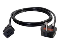 C2G 17 AWG 250 Volt 16 Amp Power Cord - Strømkabel - IEC 60320 C19 til BS 1363 (hann) - AC 250 V - 2 m - formstøpt - svart - Storbritannia 80626
