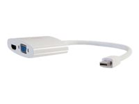 C2G 20cm Mini DisplayPort to HDMI or VGA Adapter Converter 4K UHD - White - Video adapter - Mini DisplayPort hann til HDMI, 15 pin D-Sub (DB-15) hunn - 20.3 cm - skjermet - hvit - 4K-støtte 80936