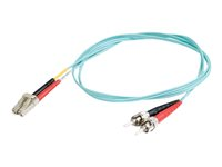 C2G LC-ST 10Gb 50/125 OM3 Duplex Multimode PVC Fiber Optic Cable (LSZH) - Nettverkskabel - ST flermodus (hann) til LC multimodus (hann) - 15 m - fiberoptisk - dupleks - 50 / 125 mikroner - OM3 - halogenfri - akvamarin 85546
