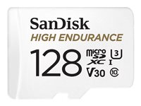 SanDisk High Endurance - Flashminnekort (microSDXC til SD-adapter inkludert) - 128 GB - Video Class V30 / UHS-I U3 / Class10 - microSDXC UHS-I SDSQQNR-128G-GN6IA