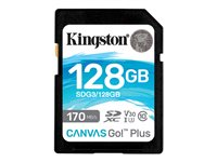 Kingston Canvas Go! Plus - Flashminnekort - 128 GB - Video Class V30 / UHS-I U3 / Class10 - SDXC UHS-I SDG3/128GB