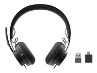 Logitech UC Zone Wireless - Hodesett - on-ear - Bluetooth - trådløs - aktiv støydemping 981-000914