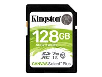 Kingston Canvas Select Plus - Flashminnekort - 128 GB - Video Class V30 / UHS-I U3 / Class10 - SDXC UHS-I SDS2/128GB