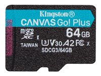 Kingston Canvas Go! Plus - Flashminnekort - 64 GB - A2 / Video Class V30 / UHS-I U3 / Class10 - microSDXC UHS-I SDCG3/64GBSP