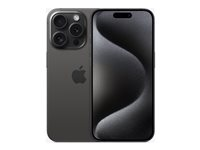 Apple iPhone 15 Pro - 5G smartphone - dobbelt-SIM / Internminne 1 TB - OLED-display - 6.1" - 2556 x 1179 piksler (120 Hz) - 3x bakkamera 48 MP, 12 MP, 12 MP - front camera 12 MP - svart titan MTVC3QN/A