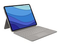Logitech Combo Touch - Tastatur og folioveske - med styrepute - bakgrunnsbelyst - Apple Smart connector - QWERTY - Storbritannia - sand - for Apple 12.9-inch iPad Pro (5. generasjon) 920-010222