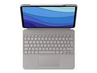 Logitech Combo Touch - Tastatur og folioveske - med styrepute - bakgrunnsbelyst - Apple Smart connector - QWERTZ - Tysk - sand - for Apple 12.9-inch iPad Pro (5. generasjon) 920-010216