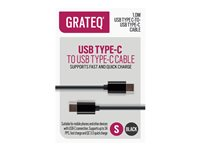 GRATEQ - USB-kabel - 24 pin USB-C (hann) til 24 pin USB-C (hann) - 3 A - 1 m - svart 85060QC