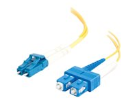C2G LC-SC 9/125 OS1 Duplex Singlemode PVC Fiber Optic Cable (LSZH) - Koblingskabel - SC-enkeltmodus (hann) til LC-enkeltmodus (hann) - 7 m - fiberoptisk - dupleks - 9 / 125 micron - OS1 - halogenfri - gul 85590