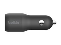 Belkin BOOST UP Dual Car Charger with PPS 37W - Bilstrømadapter - 37 watt - PD 3.0 - 2 utgangskontakter (USB, 24 pin USB-C) CCB004BTBK