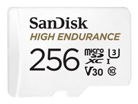 SanDisk High Endurance - Flashminnekort (microSDXC til SD-adapter inkludert) - 256 GB - Video Class V30 / UHS-I U3 / Class10 - microSDXC UHS-I SDSQQNR-256G-GN6IA