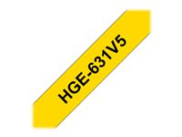 Brother HGE-631V5 - Svart på gult - Rull (1,2 cm x 8 m) 5 kassett(er) laminert teip - for P-Touch PT-9500pc, PT-9700PC, PT-9800PCN HGE631V5