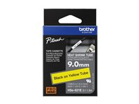 Brother HSe-621E - Svart på gult - Rull (0,9 cm x 1,5 m) 1 kassett(er) hengeboks - varmekrympetape - for P-Touch PT-D800, PT-E300, PT-E310, PT-E550, PT-P700, PT-P750, PT-P900, PT-P950 HSE621E