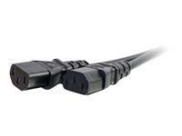 C2G Power Cord Splitter - Strømsplitter - power CEE 7/7 (hann) til power IEC 60320 C13 - AC 250 V - 3 m - formstøpt - svart - Europa 80629