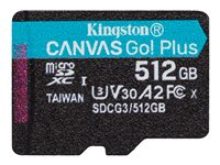 Kingston Canvas Go! Plus - Flashminnekort - 512 GB - A2 / Video Class V30 / UHS-I U3 / Class10 - microSDXC UHS-I SDCG3/512GBSP