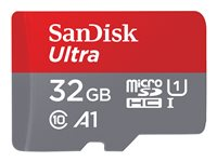 SanDisk Ultra - Flashminnekort (microSDHC til SD-adapter inkludert) - 32 GB - A1 / UHS-I U1 / Class10 - microSDHC UHS-I (en pakke 2) SDSQUA4-032G-GN6MT