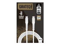 GRATEQ PRO - USB-kabel - 24 pin USB-C (hann) til 24 pin USB-C (hann) - 5 A - 1.5 m - USB Power Delivery (100 W), flettet kabel - hvit 86011GC