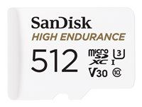 SanDisk High Endurance - Flashminnekort (microSDXC til SD-adapter inkludert) - 512 GB - Video Class V30 / UHS-I U3 / Class10 - microSDXC UHS-I SDSQQNR-512G-GN6IA