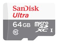 SanDisk Ultra - Flashminnekort (microSDHC til SD-adapter inkludert) - 64 GB - Class 10 - microSDXC UHS-I SDSQUNR-064G-GN3MA
