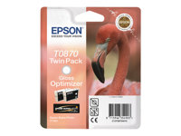 Epson T0870 - 2-pack - 11.4 ml - glanset - original - blister - blekkoptimeringspatron - for Stylus Photo R1900 C13T08704010
