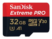 SanDisk Extreme Pro - Flashminnekort (microSDXC til SD-adapter inkludert) - 32 GB - A1 / Video Class V30 / UHS-I U3 - 667x - microSDHC UHS-I SDSQXCG-032G-GN6MA