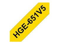 Brother HGE-651V5 - Svart på gult - Rull (2,4 cm x 8 m) 5 kassett(er) laminert teip - for P-Touch PT-9500pc, PT-9700PC, PT-9800PCN; P-Touch R RL-700S HGE651V5
