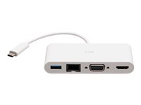 C2G USB C to HDMI, VGA, USB A & RJ45 Adapter - 4K 30Hz - White - Dokkingstasjon - USB-C / Thunderbolt 3 - VGA, HDMI - 1GbE C2G29829