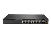 HPE Aruba 6300F - Switch - L3 - Styrt - 24 x 10/100/1000 + 4 x 1 Gigabit / 10 Gigabit / 25 Gigabit / 50 Gigabit SFP56 (opplink / stabling) - front og side til bakside - rackmonterbar JL668A#ABB