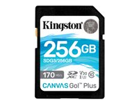 Kingston Canvas Go! Plus - Flashminnekort - 256 GB - Video Class V30 / UHS-I U3 / Class10 - SDXC UHS-I SDG3/256GB
