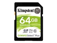 Kingston Canvas Select Plus - Flashminnekort - 64 GB - Video Class V10 / UHS-I U1 / Class10 - SDXC UHS-I SDS2/64GB